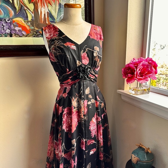 Maxi Dress w Circular Skirt in Floral Chiffon c1970s Randy Collection Original - Picture 15 of 16